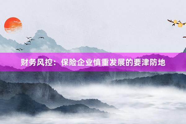 财务风控：保险企业慎重发展的要津防地